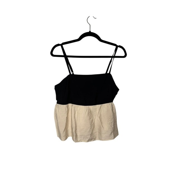 LOFT Black Beige Tank Top Sleeveless Adjustable Straps Casual Blouse Size 8 - Picture 1 of 6